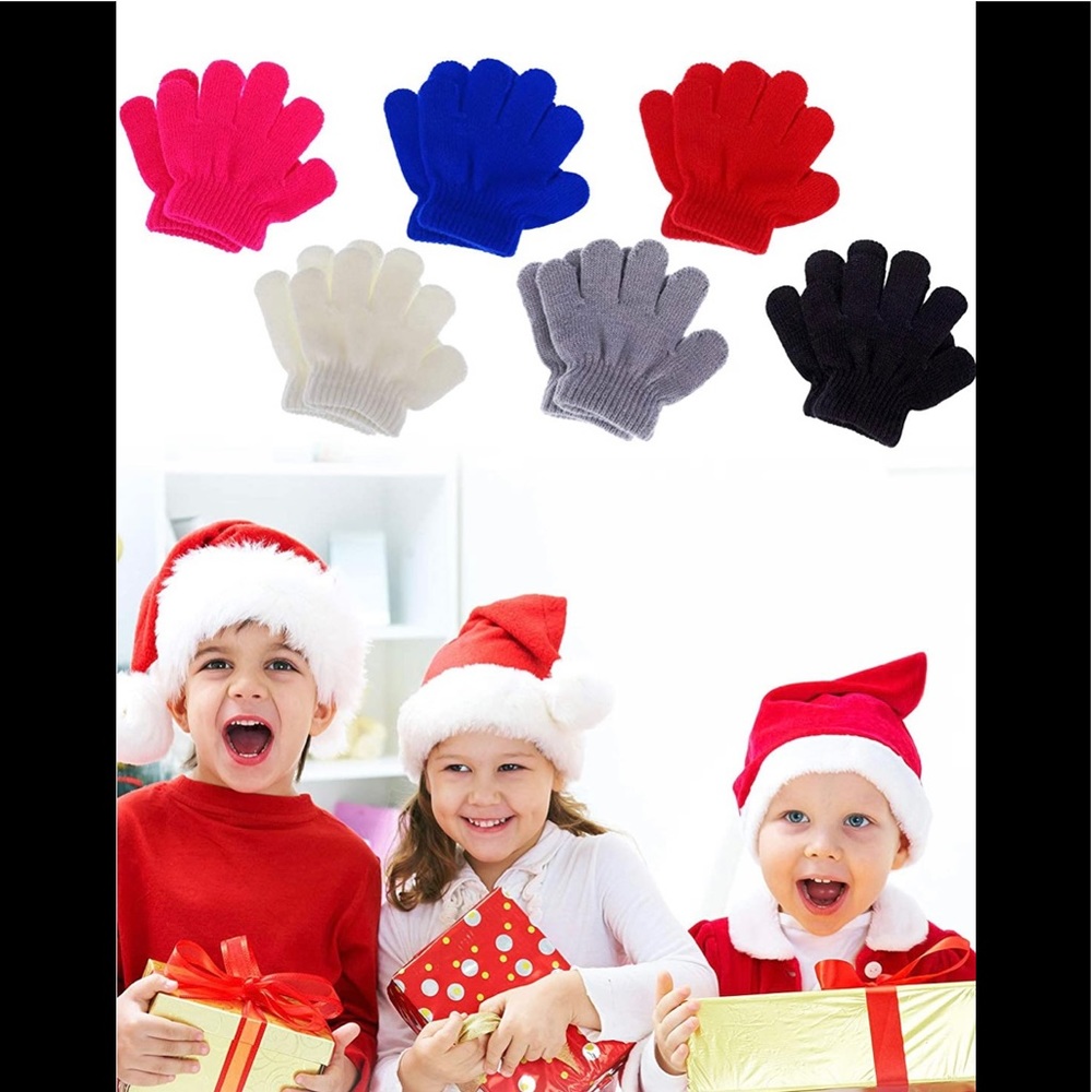 Pangda Kids Winter Knitted Gloves (Ages 5-7 Years old, 6 Colors). 12 pairs